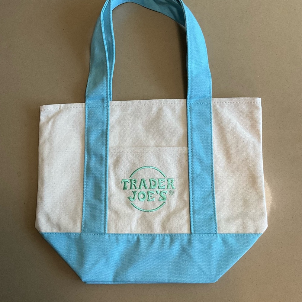 Trader Joe’s Mini Canvas Tote Bag- Blue - Picture 2 of 2